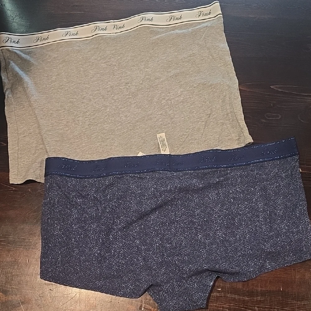 ​NWT Victoria's Secret PINK Boyshort Panty Lot 2 XXL Gray Navy